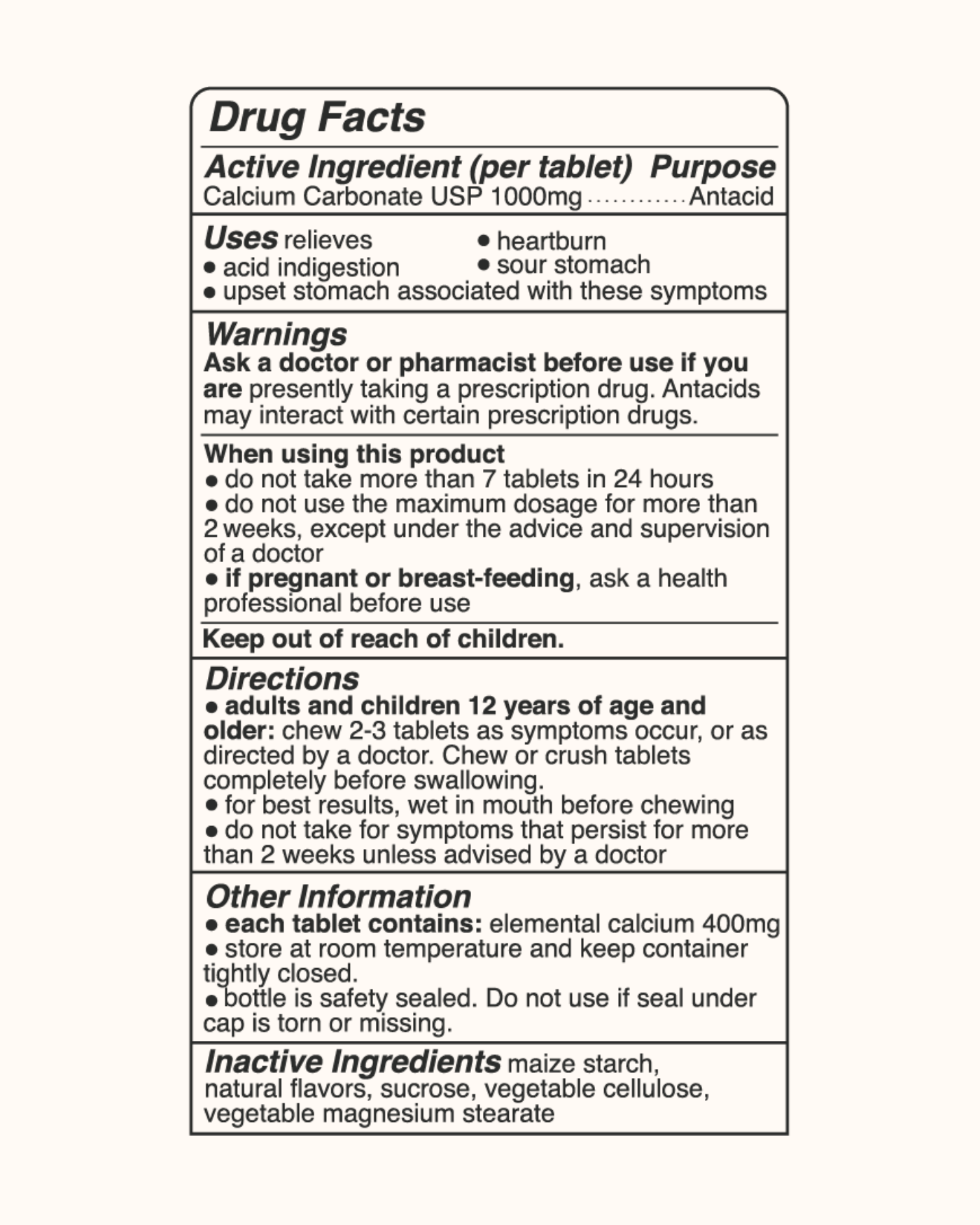 Lemon Sorbet Drug Facts
