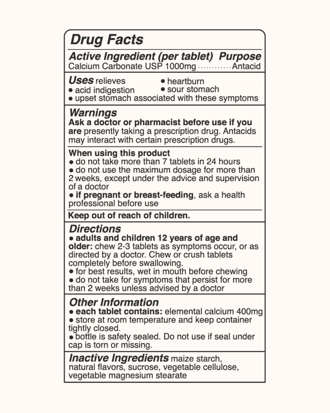 Watermelon Mint Drug Facts